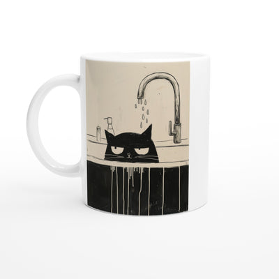 Taza Blanca con Impresión de Gato 