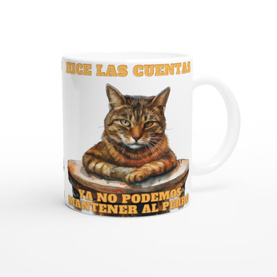 Taza Blanca con Impresión de Gato "Economista Felino" Michilandia | La tienda online de los fans de gatos