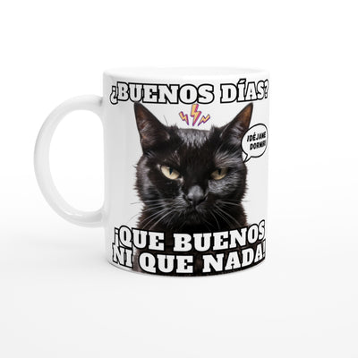 Taza blanca con impresión de gato 