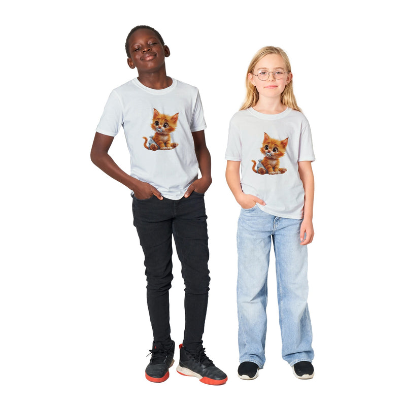 Camiseta Junior Unisex Estampado de Gato "Miau en Pañales" Michilandia