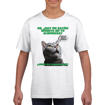 Camiseta júnior unisex estampado de gato 