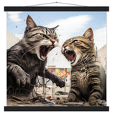 Póster semibrillante de gato con colgador "Graffiti Showdown"
