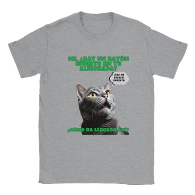 Camiseta unisex estampado de gato "Regalo Sorpresa" Michilandia | La tienda online de los amantes de gatos