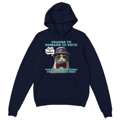 Sudadera con capucha unisex estampado de gato"Modelo Reluctante" Michilandia | La tienda online de los amantes de gatos