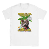 Camiseta júnior unisex estampado de gato "Vacaciones Clandestinas" Michilandia | La tienda online de los amantes de gatos