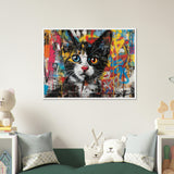 Póster de gato con marco de madera "Murales Miau" Michilandia | La tienda online de los fans de gatos