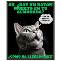 Póster Semibrillante de Gato con Marco Metal "Regalo Sorpresa" Michilandia | La tienda online de los amantes de gatos