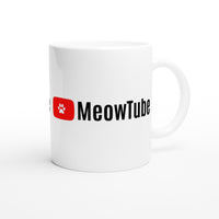 Taza Blanca con Impresión de Gato "MeowTube" Michilandia | La tienda online de los fans de gatos