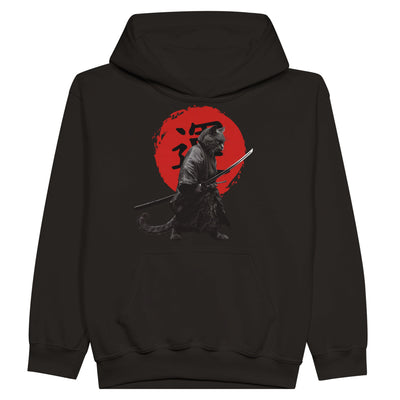 Sudadera con capucha júnior estampado de gato "Bushido Miau" Michilandia | La tienda online de los fans de gatos