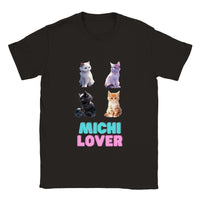 Camiseta unisex estampado de gato "Michi Lover" v4 Black