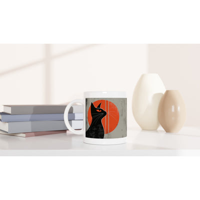 Taza Blanca con Impresión de Gato "Visión de Vanguardia" Michilandia | La tienda online de los fans de gatos