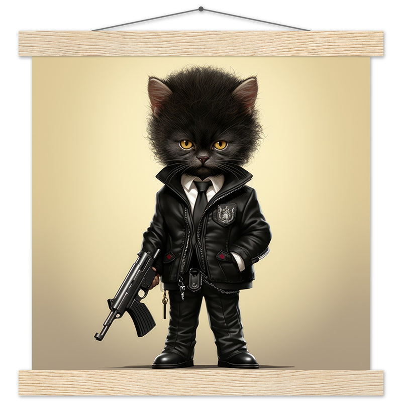 Póster semibrillante de gato con colgador "Michi Jules Winnfield" Gelato