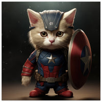 Panel de aluminio impresión de gato "Michi Captain America"