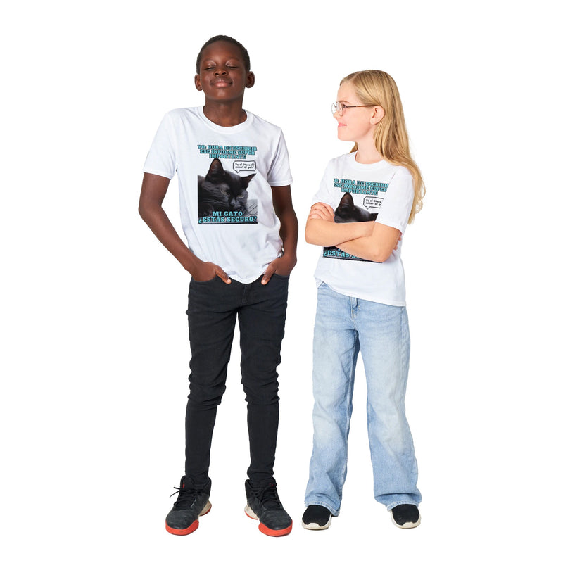 Camiseta Junior Unisex Estampado de Gato "Hora de mimar al gato" Michilandia | La tienda online de los amantes de gatos