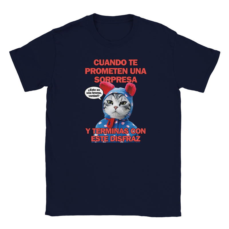 Camiseta Junior Unisex Estampado de Gato "Sorpresa Dudosa" Michilandia | La tienda online de los fans de gatos