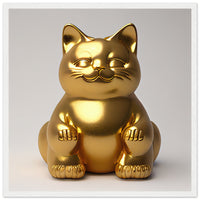 Póster semibrillante de gato con marco de madera "Buda Gatuno"