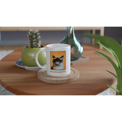 Taza Blanca con Impresión de Gato "Gruñón Sarcástico" Michilandia