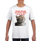 Camiseta Junior Unisex Estampado de Gato "Mirada Culpable" Michilandia | La tienda online de los fans de gatos