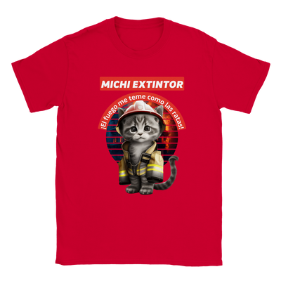 Camiseta júnior unisex estampado de gato "Michi bombero" Gelato