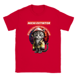 Camiseta júnior unisex estampado de gato "Michi bombero"