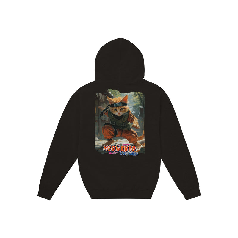 Sudadera con capucha Prémium Unisex Impresión Trasera de Gato "Misión Jounin Gatuno" Michilandia | La tienda online de los fans de gatos