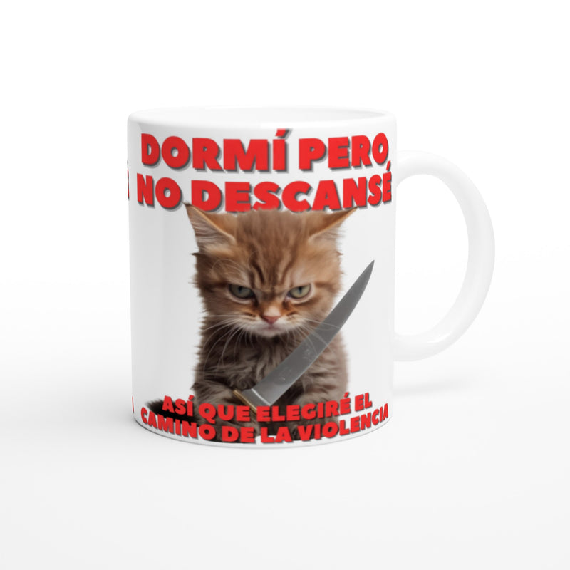 Taza Blanca con Impresión de Gato "Amanecer Agresivo" Michilandia | La tienda online de los fans de gatos