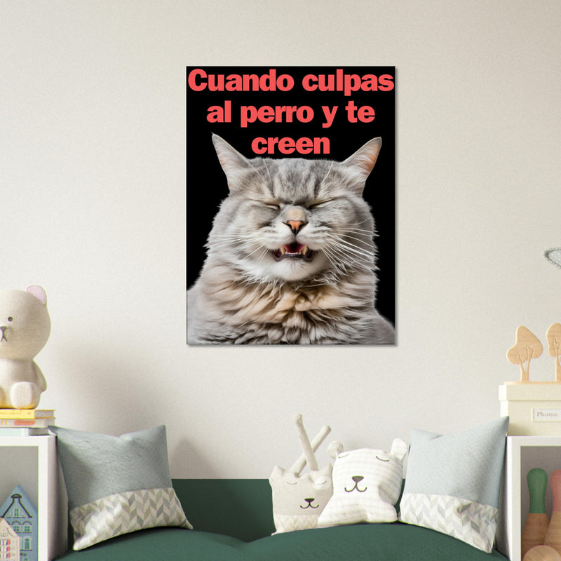 Lienzo de gato "Risa Culpable" Michilandia | La tienda online de los fans de gatos