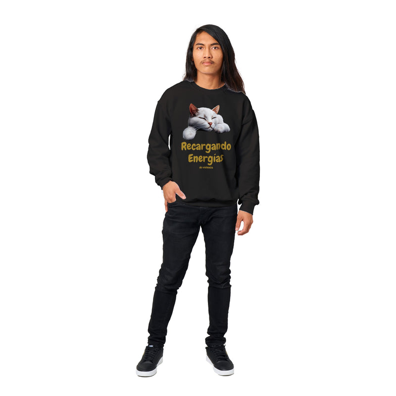 Sudadera unisex estampado de gato "Recargando Violencia" Gelato