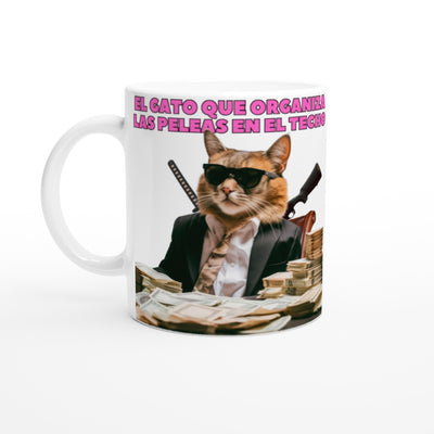 Taza Blanca con Impresión de Gato 