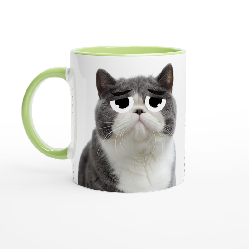 Taza Bicolor con Impresión de Gato "Triste pero Gracioso" Michilandia