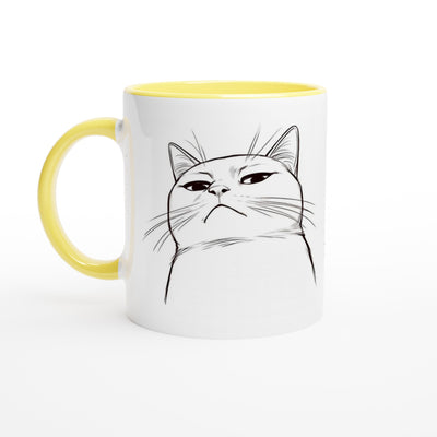 Taza Bicolor con Impresión de Gato "Mirada Desafiante" Michilandia