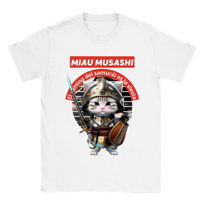 Camiseta unisex estampado de gato "Miau Musashi" Gelato