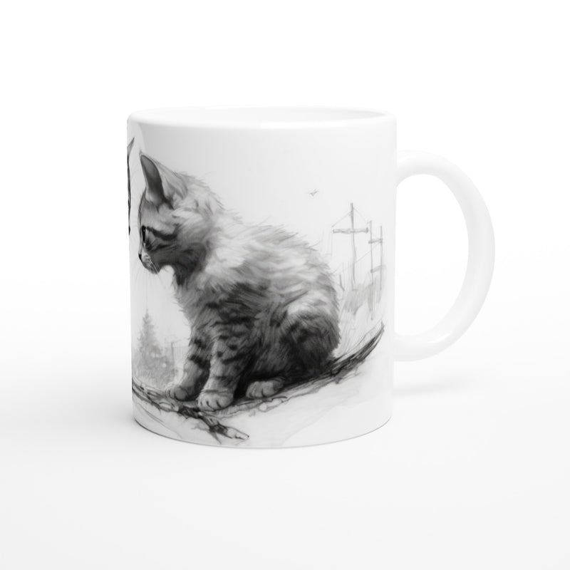 Taza blanca con impresión de gato "Miradas Felinas" Gelato