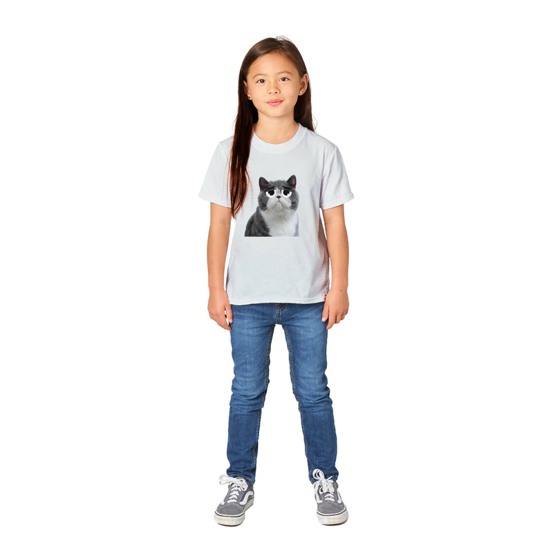 Camiseta Junior Unisex Estampado de Gato "Triste pero Gracioso" Michilandia