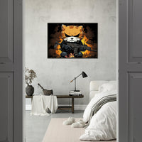 Póster semibrillante de gato con marco metal "Dark-Garfield en Acción"