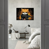 Póster semibrillante de gato con marco metal "Dark-Garfield en Acción" Gelato