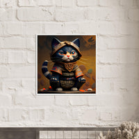 Póster semibrillante de gato con marco de madera "Ninjutsu felino" Gelato