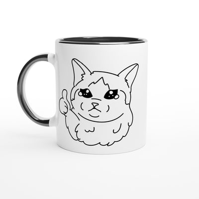 Taza Bicolor con Impresión de Gato 