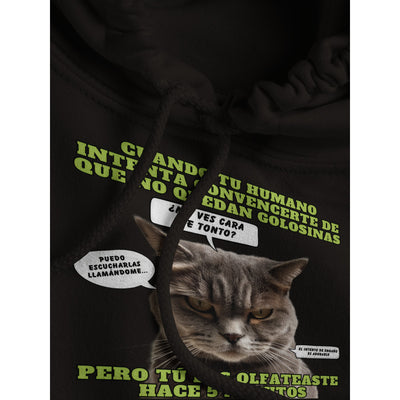 Sudadera con capucha unisex estampado de gato "El Detector de Golosinas" Michilandia | La tienda online de los amantes de gatos