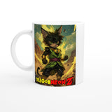 Taza Blanca con Impresión de Gato "Broly Gatuno" Michilandia | La tienda online de los fans de gatos