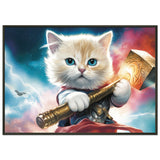 Póster semibrillante de gato con marco metal "Cosmic Kitty Thor"