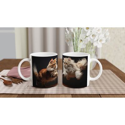 Taza blanca con impresión de gato 