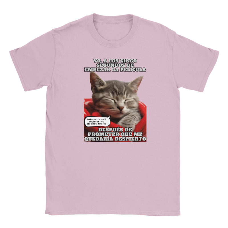 Camiseta Junior Unisex Estampado de Gato "Cinéfilo Dormilón" Michilandia | La tienda online de los amantes de gatos