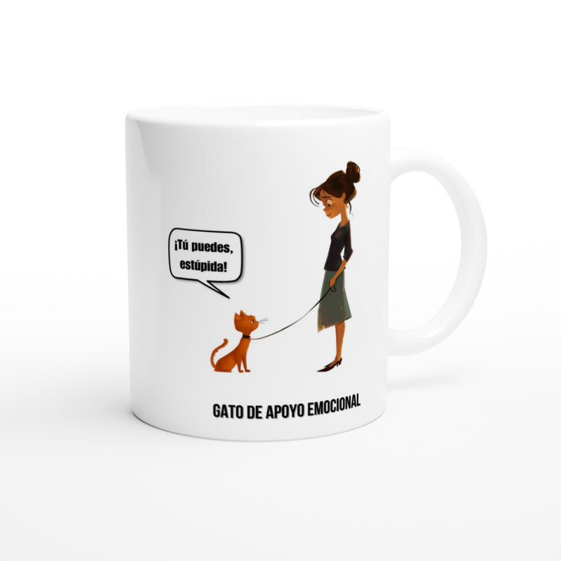 Taza Blanca con Impresión de Gato "Coach Miau" Michilandia