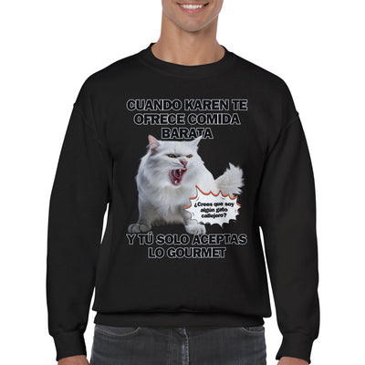 Sudadera Unisex Estampado de Gato "Gourmet Indignado" Michilandia | La tienda online de los fans de gatos