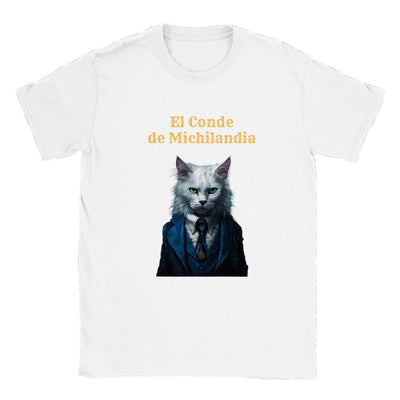 Camiseta unisex estampado de gato "El Conde de Michilandia" Gelato