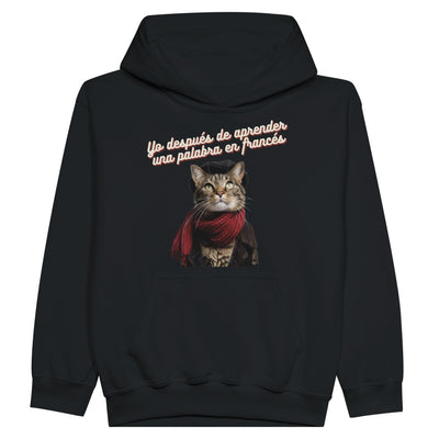 Sudadera con capucha júnior estampado de gato "Top Chat" Michilandia | La tienda online de los fans de gatos