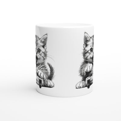 Taza Blanca con Impresión de Gato "Gamer Miau Frustrado" Michilandia | La tienda online de los fans de gatos