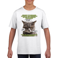 Camiseta júnior unisex estampado de gato "El Detector de Golosinas" Michilandia | La tienda online de los amantes de gatos