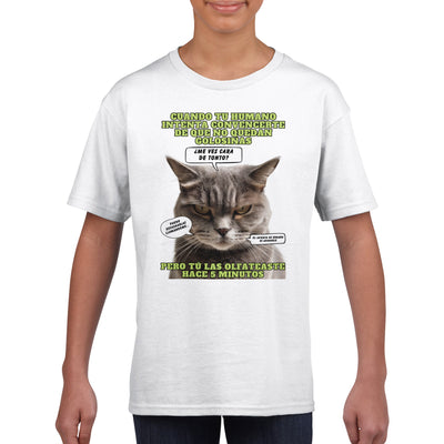 Camiseta júnior unisex estampado de gato 